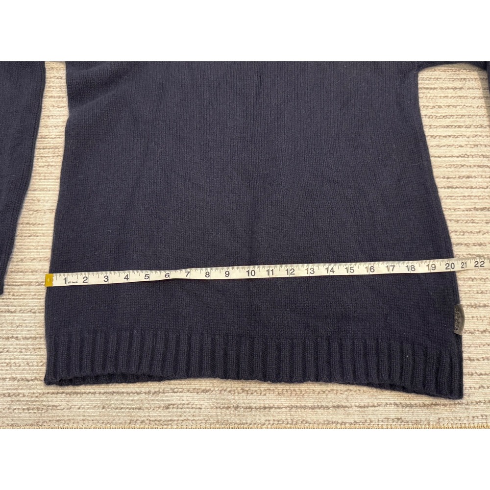 Vintage Timberland Mens Navy Blue Lambswool Blend Striped Turtleneck Sweater M - Picture 7 of 11
